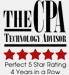 CPA Technology Advisor Perfect 5 Star Rating 4 years in a row.